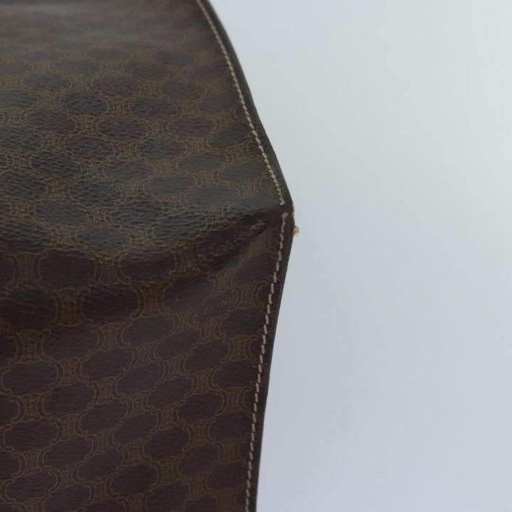 Celine Macadam Canvas Shoulder Bag PVC Leather Brown Gold Auth 85902