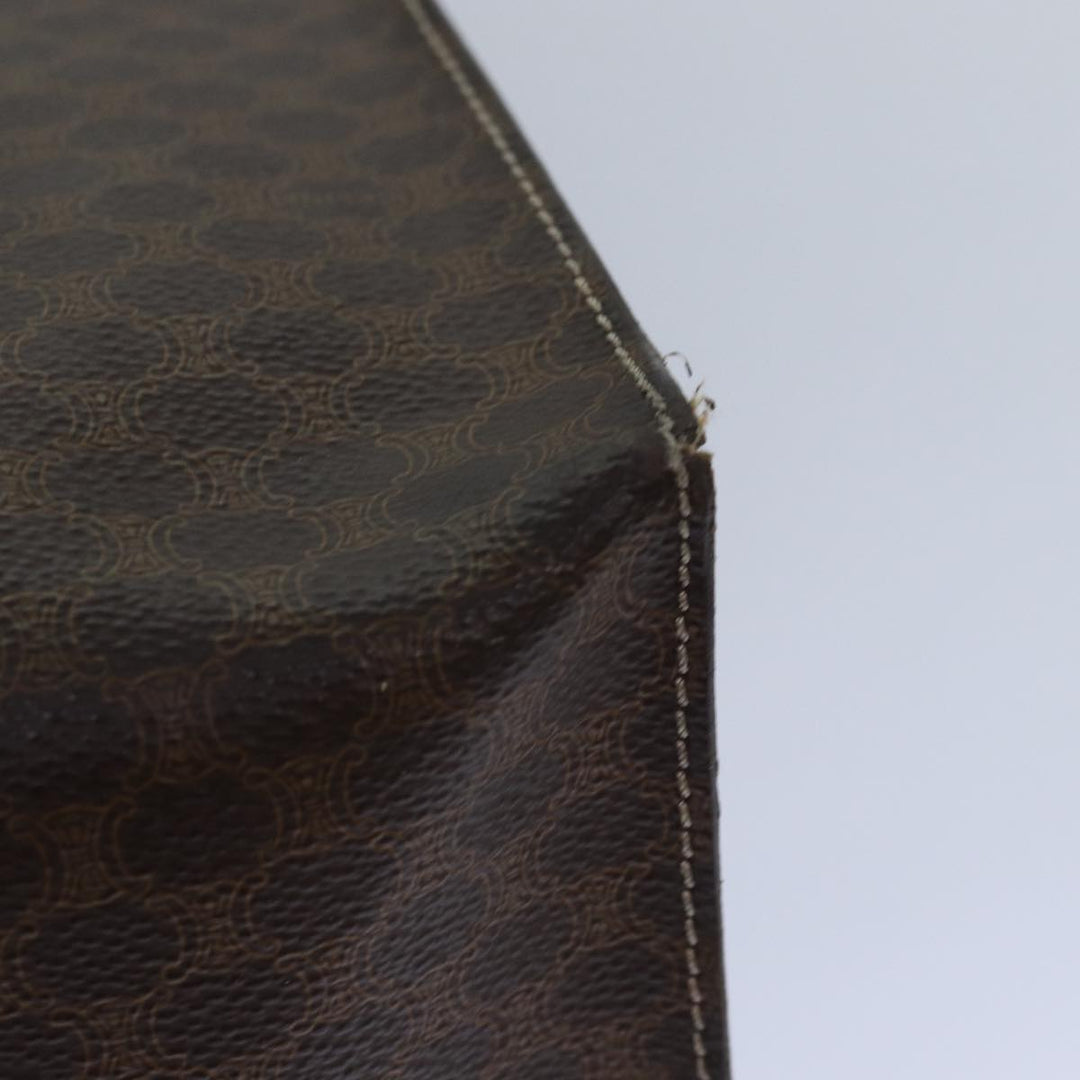 Celine Macadam Canvas Shoulder Bag PVC Leather Brown Gold Auth 85902