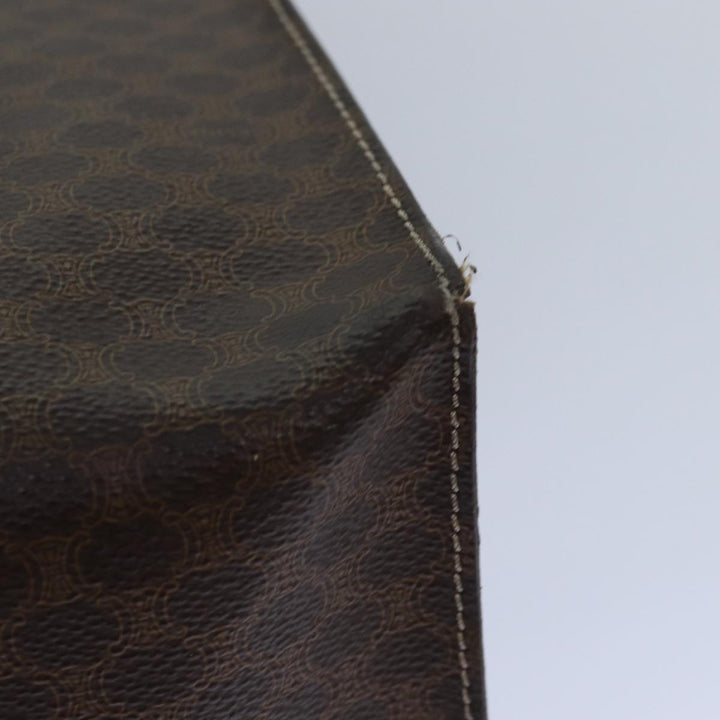 Celine Macadam Canvas Shoulder Bag PVC Leather Brown Gold Auth 85902