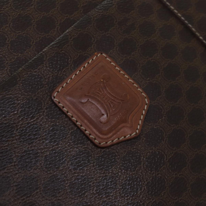 Celine Macadam Canvas Shoulder Bag PVC Leather Brown Gold Auth 85902