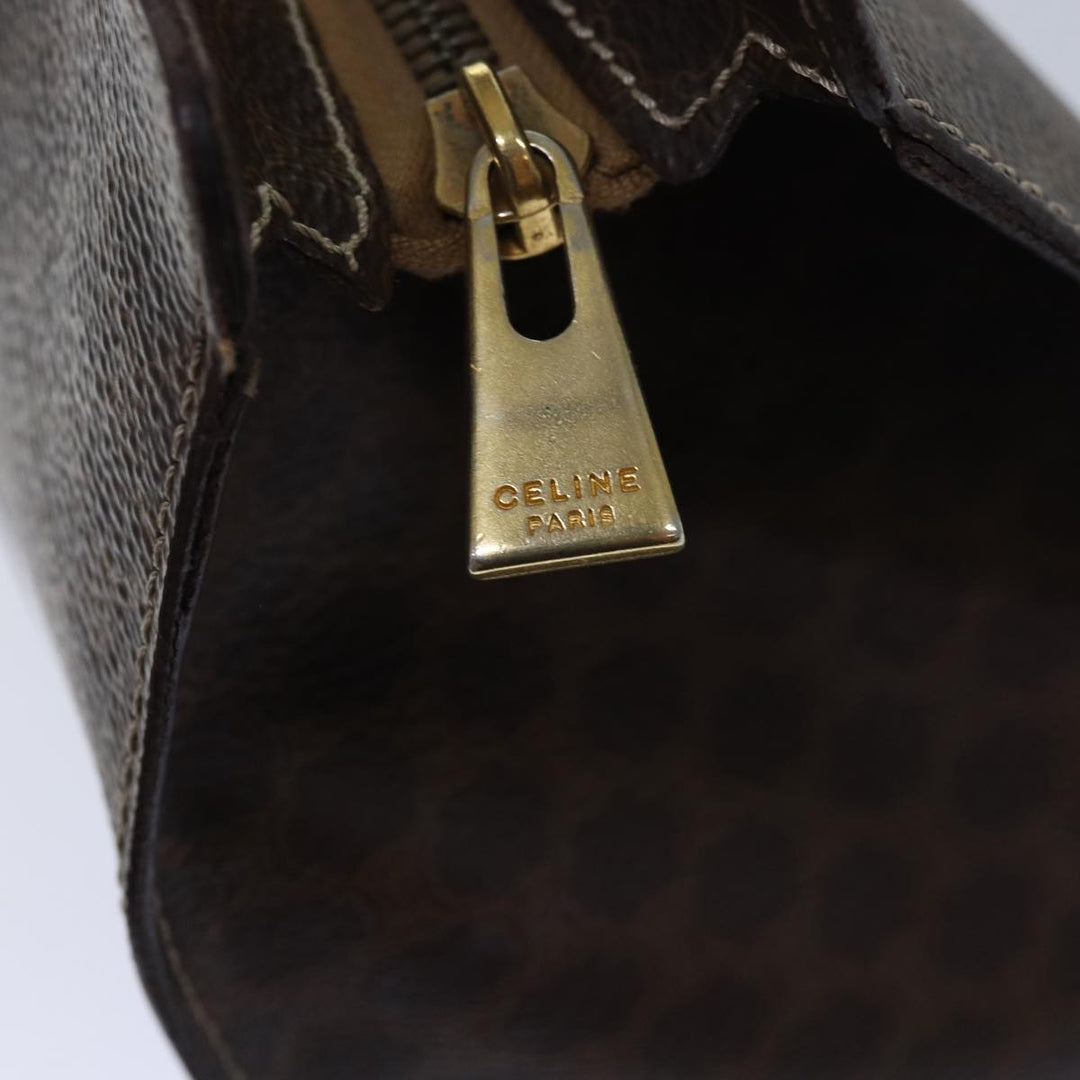 Celine Macadam Canvas Shoulder Bag PVC Leather Brown Gold Auth 85902