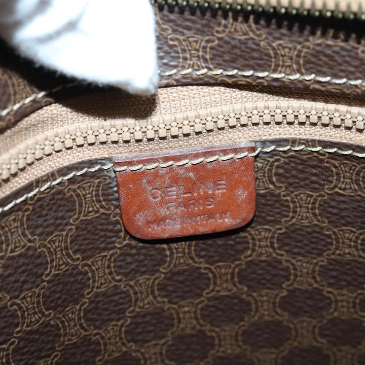 Celine Macadam Canvas Shoulder Bag PVC Leather Brown Gold Auth 85902