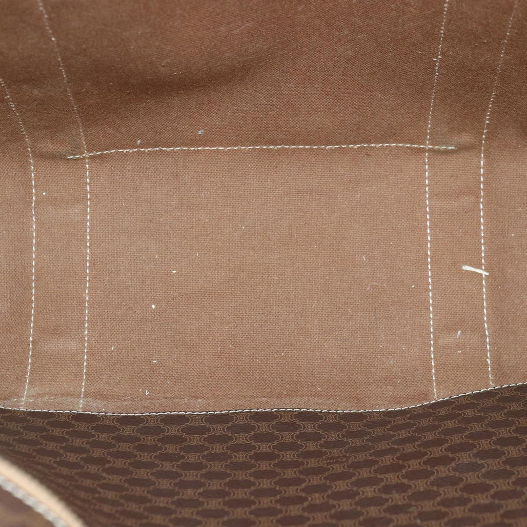 Celine Macadam Canvas Shoulder Bag PVC Leather Brown Gold Auth 85902