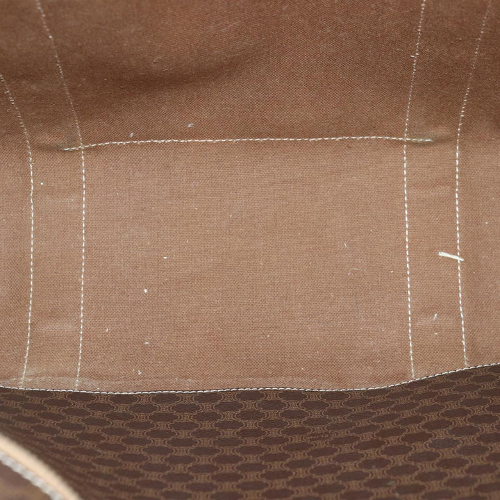 Celine Macadam Canvas Shoulder Bag PVC Leather Brown Gold Auth 85902