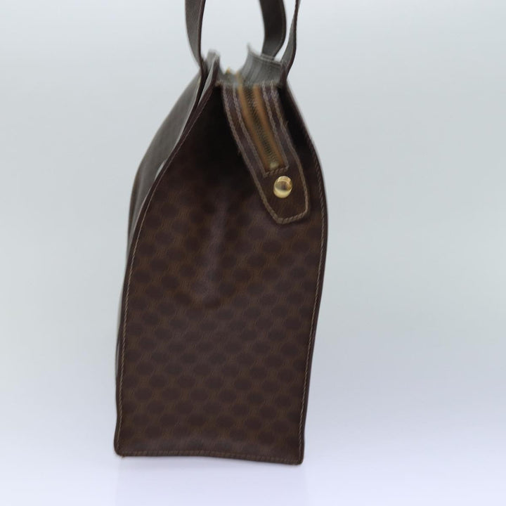 Celine Macadam Canvas Shoulder Bag PVC Leather Brown Gold Auth 85902
