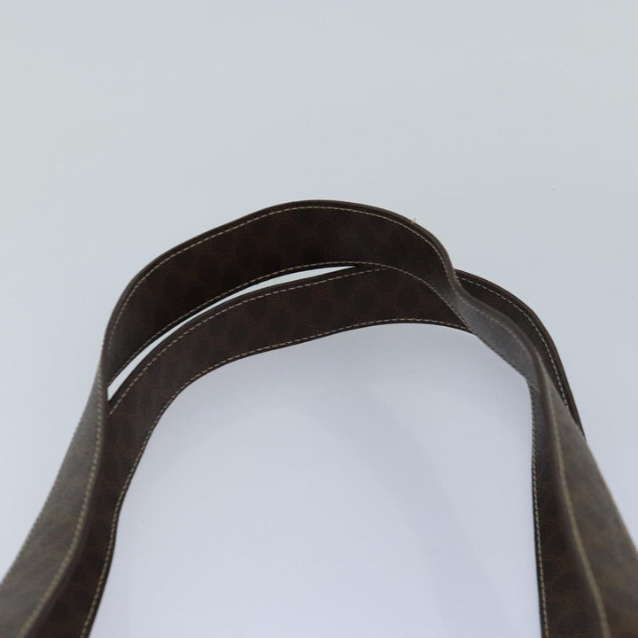 Celine Macadam Canvas Shoulder Bag PVC Leather Brown Gold Auth 85902