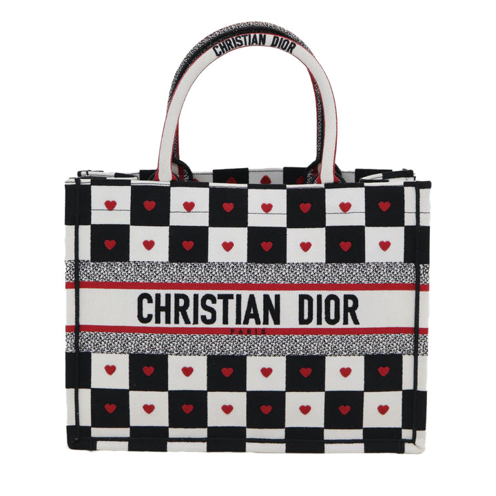 CHRISTIAN Top quality Dior Top quality Dior Amour Book Tote Tote Bag Canvas Black White Auth 85927A