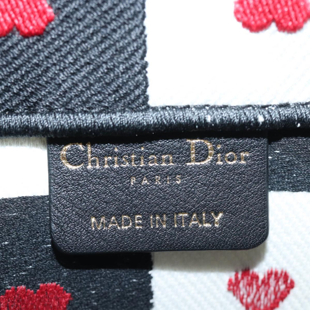 CHRISTIAN Top quality Dior Top quality Dior Amour Book Tote Tote Bag Canvas Black White Auth 85927A