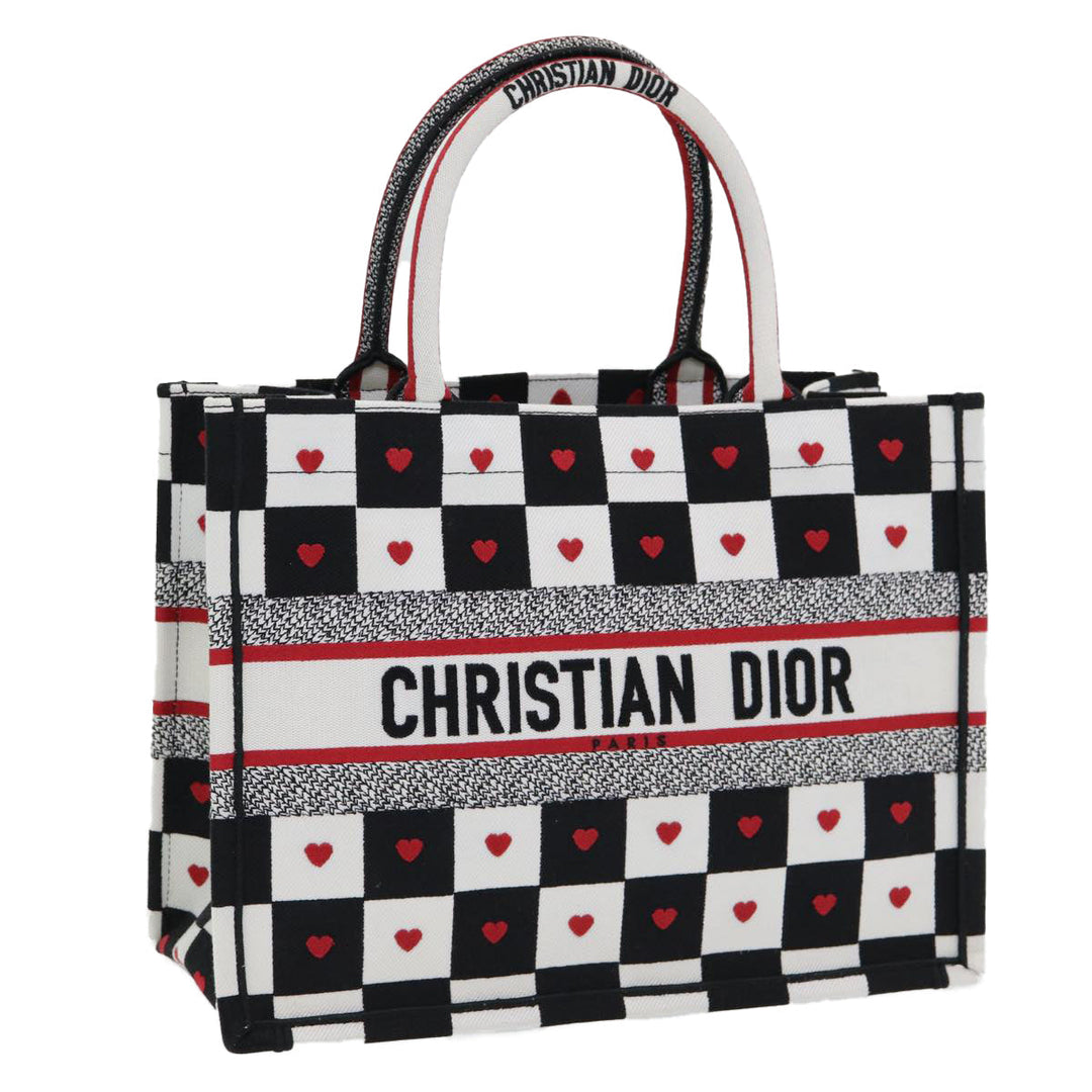 CHRISTIAN Top quality Dior Top quality Dior Amour Book Tote Tote Bag Canvas Black White Auth 85927A