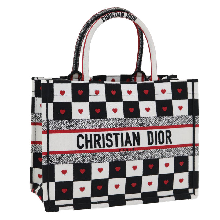 CHRISTIAN Top quality Dior Top quality Dior Amour Book Tote Tote Bag Canvas Black White Auth 85927A