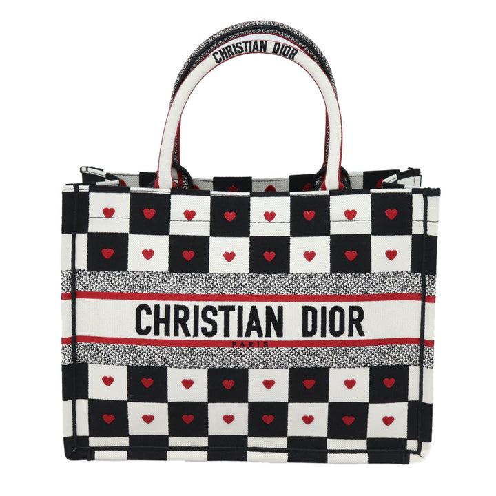 CHRISTIAN Top quality Dior Top quality Dior Amour Book Tote Tote Bag Canvas Black White Auth 85927A