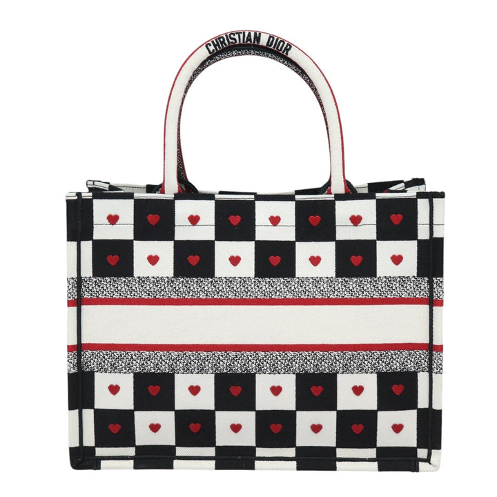 CHRISTIAN Top quality Dior Top quality Dior Amour Book Tote Tote Bag Canvas Black White Auth 85927A