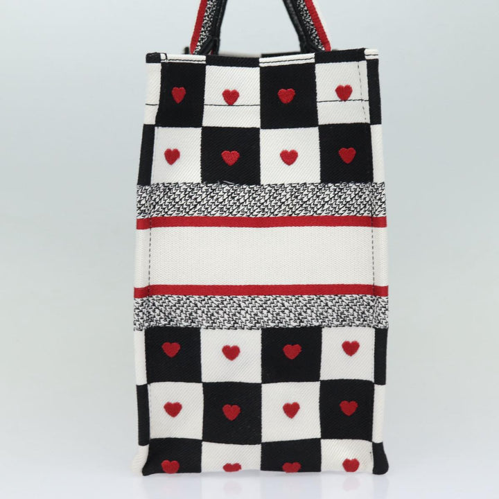 CHRISTIAN Top quality Dior Top quality Dior Amour Book Tote Tote Bag Canvas Black White Auth 85927A