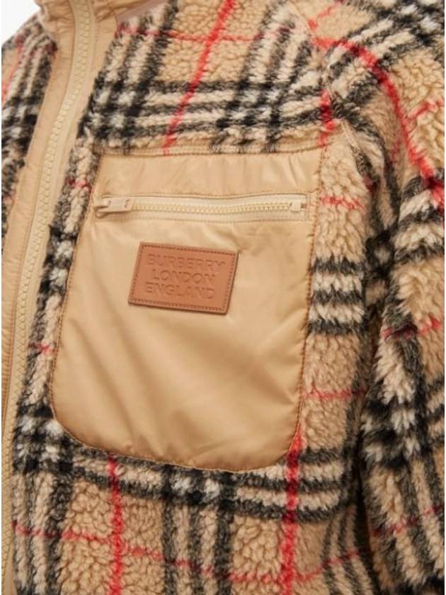 Burberry Men's Wesley Vintage Check Fleece Zip-Up Hoodie Beige