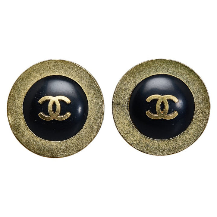 Top Quality Chanel Coco Round Earring Gold Black   Chanel