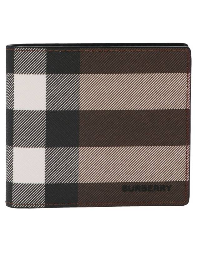 Burberry Check Leather International Bifold Wallet Dark Birch Brown
