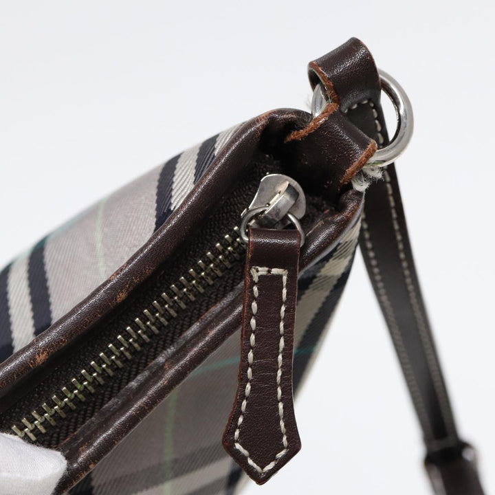 Burberry Nova Check Shoulder Bag Canvas Gray Silver Auth 86049