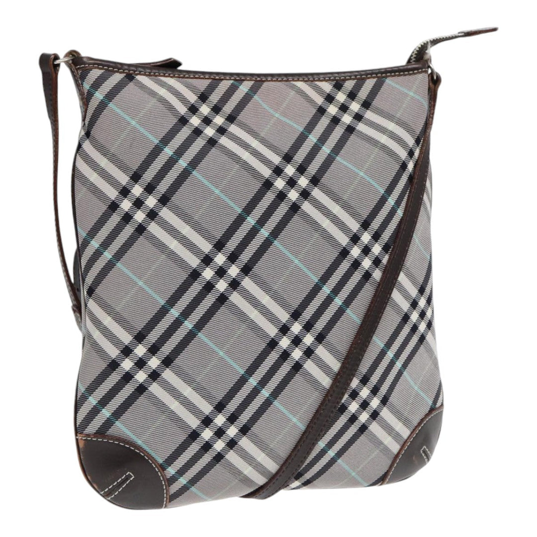 Burberry Nova Check Shoulder Bag Canvas Gray Silver Auth 86049