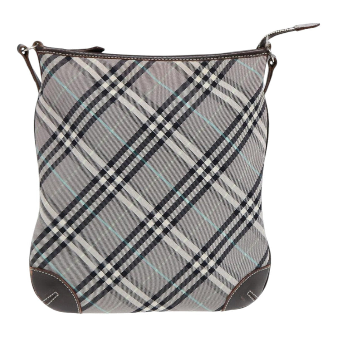 Burberry Nova Check Shoulder Bag Canvas Gray Silver Auth 86049