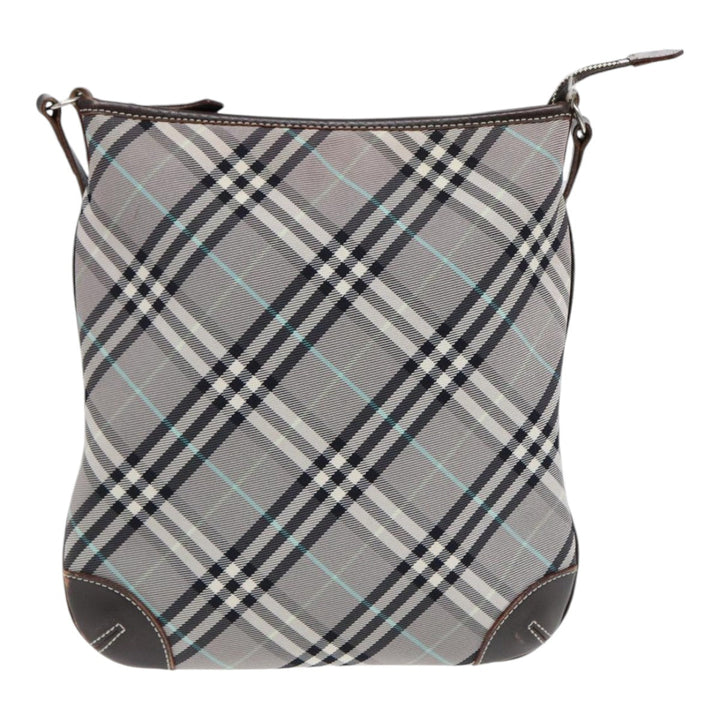 Burberry Nova Check Shoulder Bag Canvas Gray Silver Auth 86049