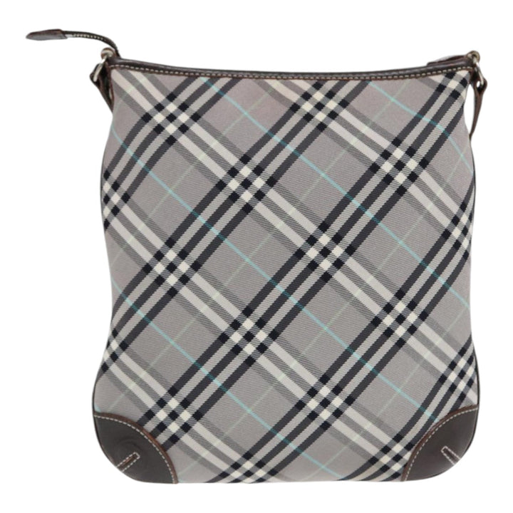 Burberry Nova Check Shoulder Bag Canvas Gray Silver Auth 86049