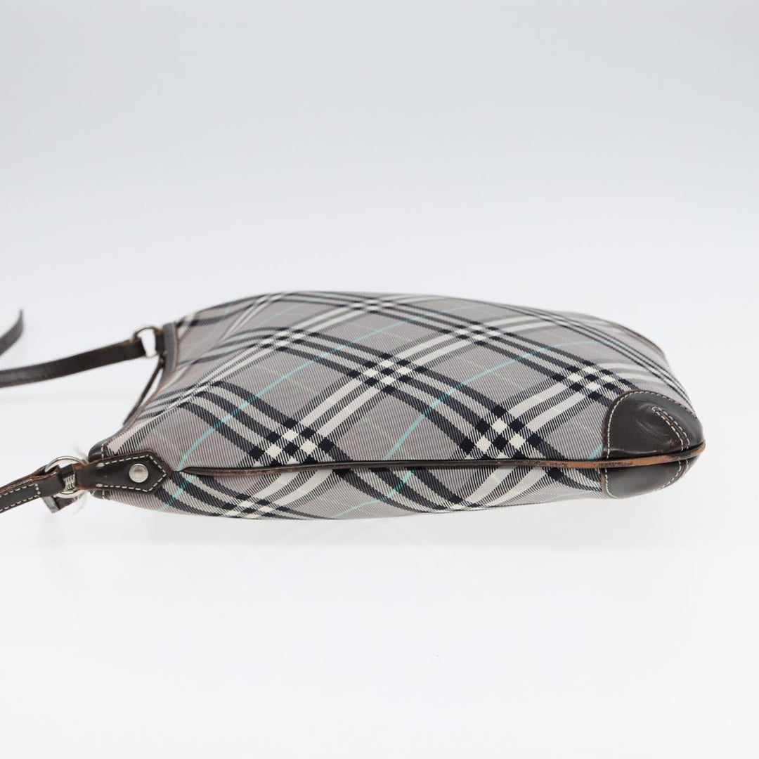Burberry Nova Check Shoulder Bag Canvas Gray Silver Auth 86049