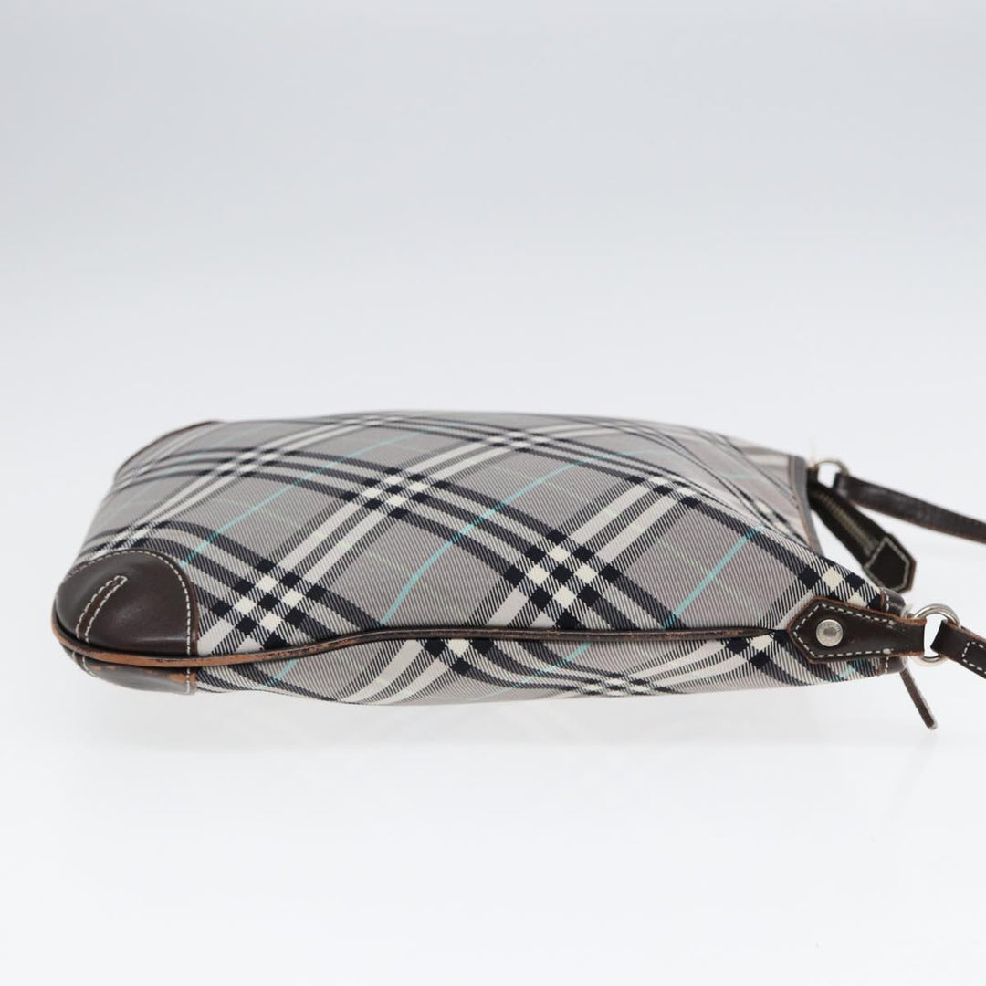 Burberry Nova Check Shoulder Bag Canvas Gray Silver Auth 86049