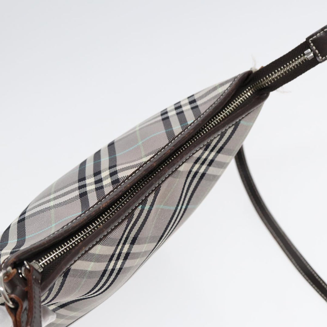 Burberry Nova Check Shoulder Bag Canvas Gray Silver Auth 86049
