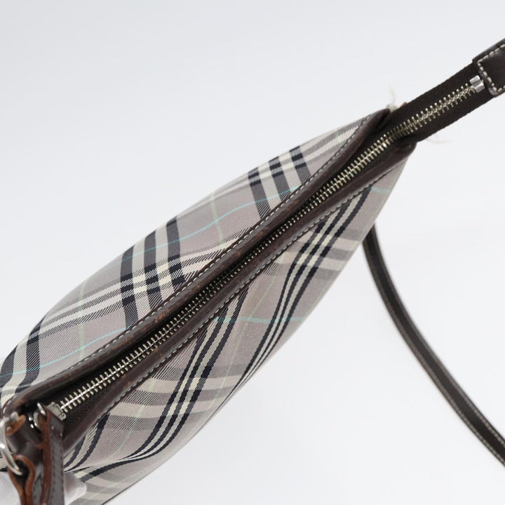 Burberry Nova Check Shoulder Bag Canvas Gray Silver Auth 86049
