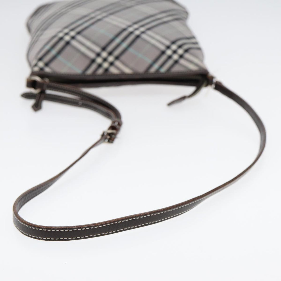 Burberry Nova Check Shoulder Bag Canvas Gray Silver Auth 86049