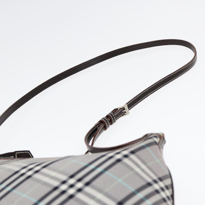 Burberry Nova Check Shoulder Bag Canvas Gray Silver Auth 86049