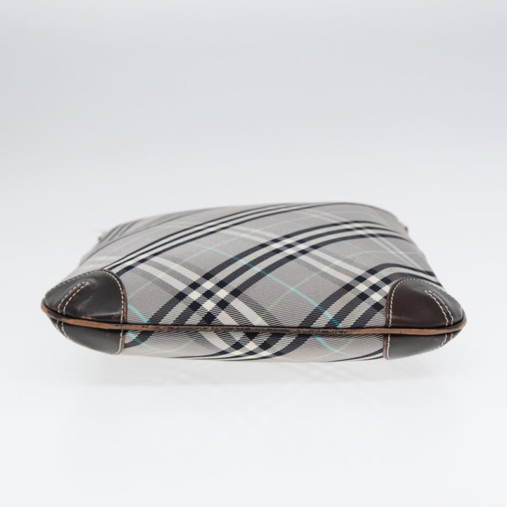 Burberry Nova Check Shoulder Bag Canvas Gray Silver Auth 86049
