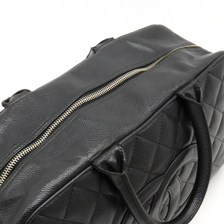 Top Quality Chanel Mattress Cocomark Handbag Mini Boston Bag Caviar Skin Leather Black Black Gold  A20997