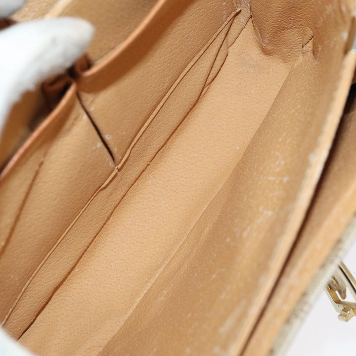 Celine Macadam Canvas Horse Carriage Shoulder Bag Beige Gold Auth 86168