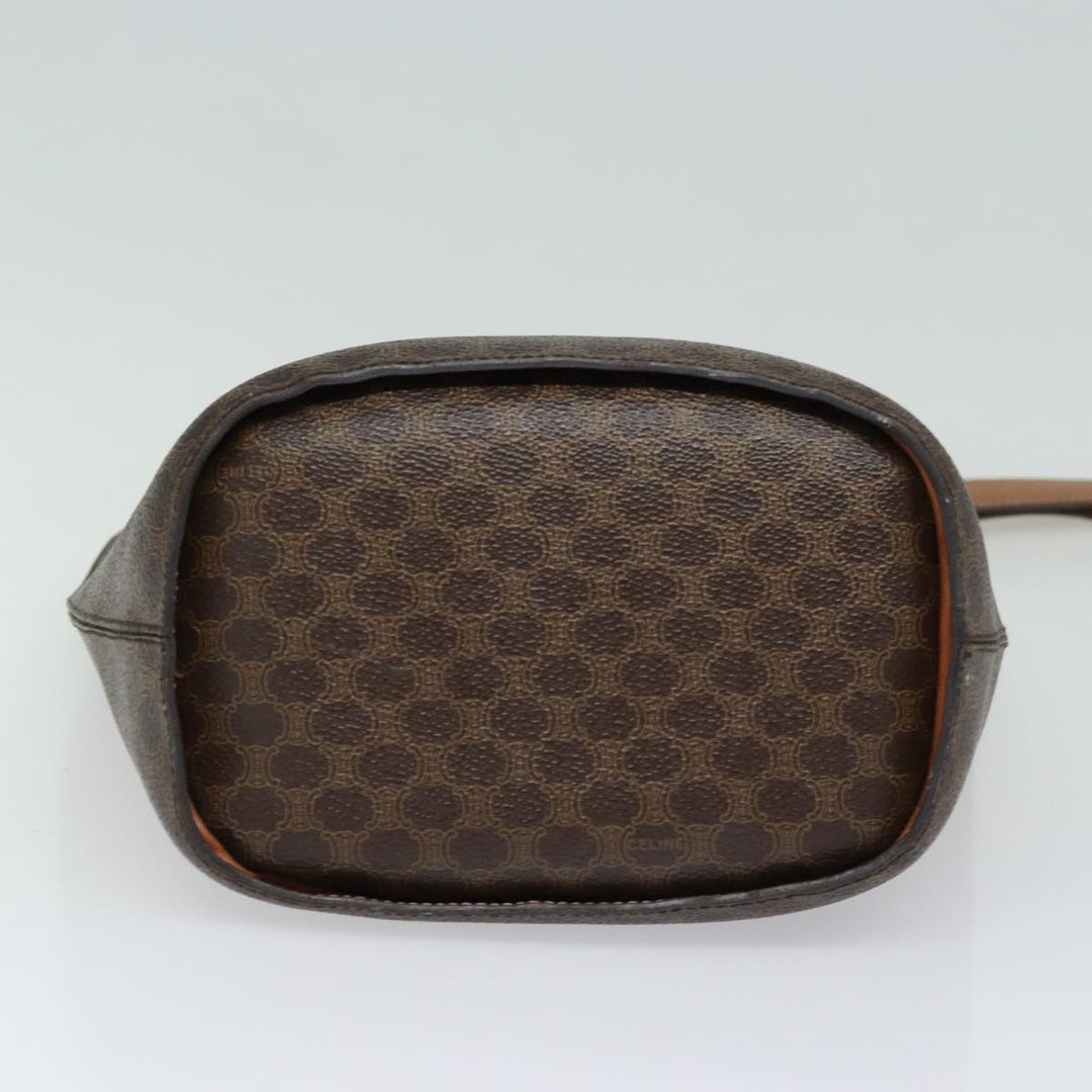 Celine Macadam Canvas Shoulder Bag PVC Leather Brown Gold Auth 86174