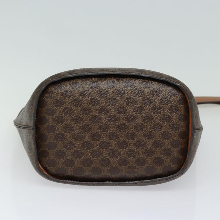 Celine Macadam Canvas Shoulder Bag PVC Leather Brown Gold Auth 86174