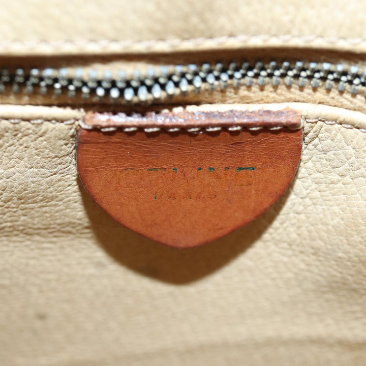 Celine Macadam Canvas Shoulder Bag PVC Leather Brown Gold Auth 86174