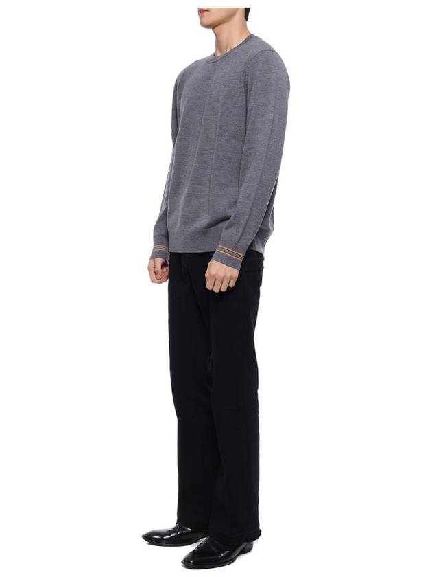 Burberry Men's Icon Striped Wool Long Sleeve T-Shirt Grey