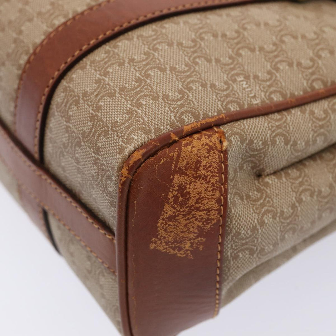 Celine Macadam Canvas Hand Bag Beige Gold Auth 86426