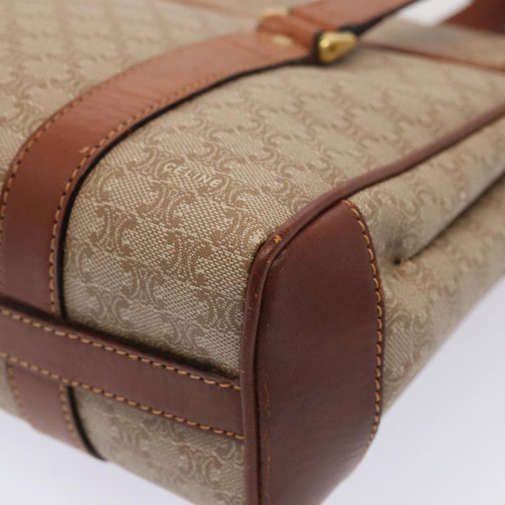 Celine Macadam Canvas Hand Bag Beige Gold Auth 86426