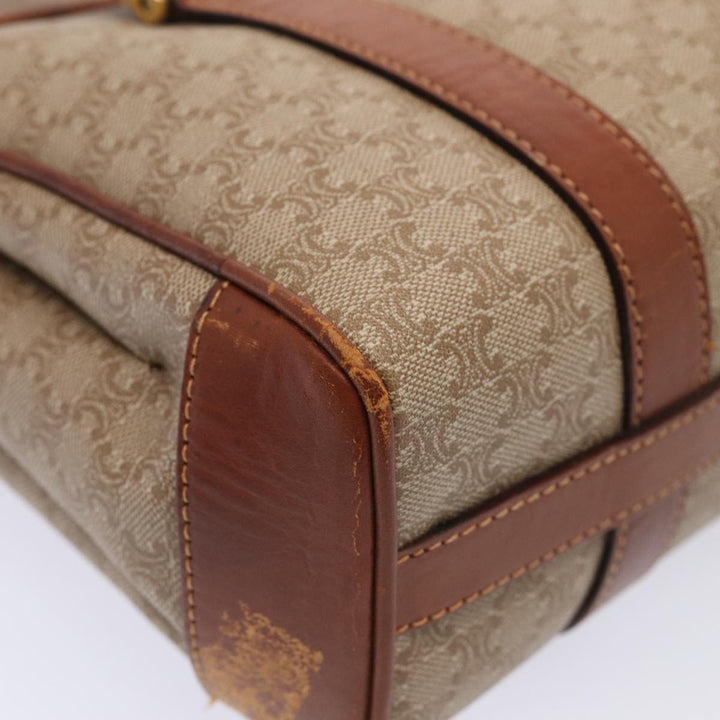 Celine Macadam Canvas Hand Bag Beige Gold Auth 86426