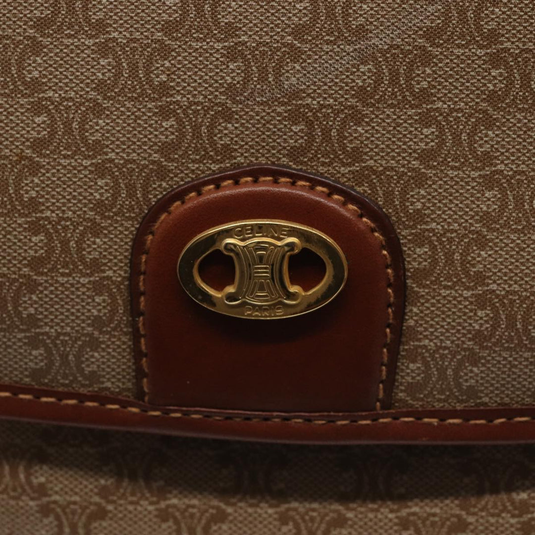 Celine Macadam Canvas Hand Bag Beige Gold Auth 86426