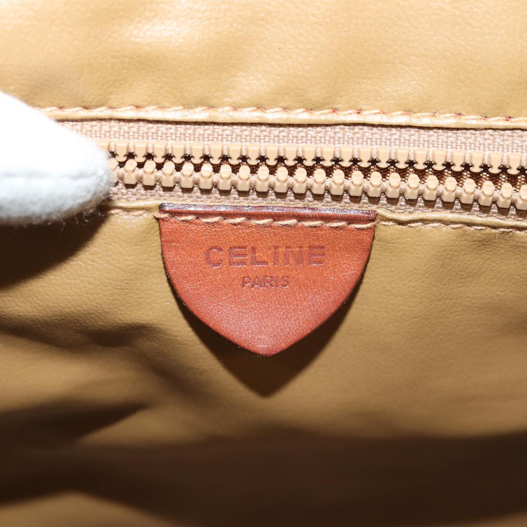 Celine Macadam Canvas Hand Bag Beige Gold Auth 86426