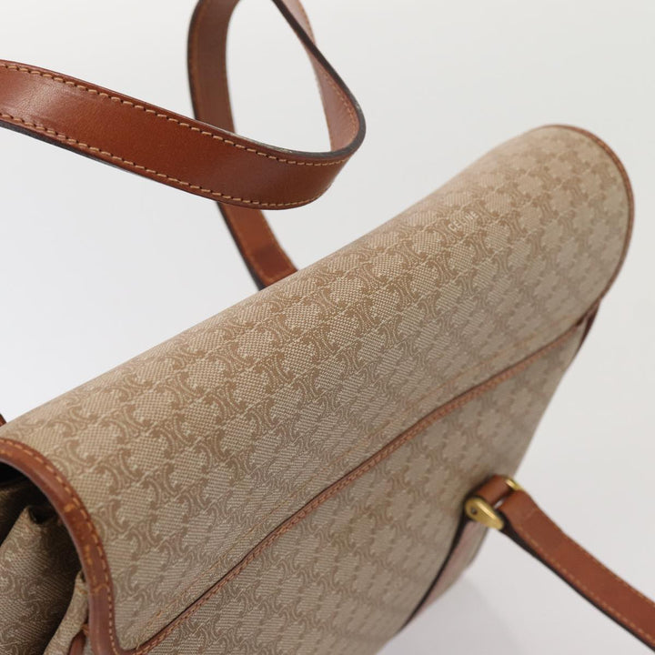 Celine Macadam Canvas Hand Bag Beige Gold Auth 86426