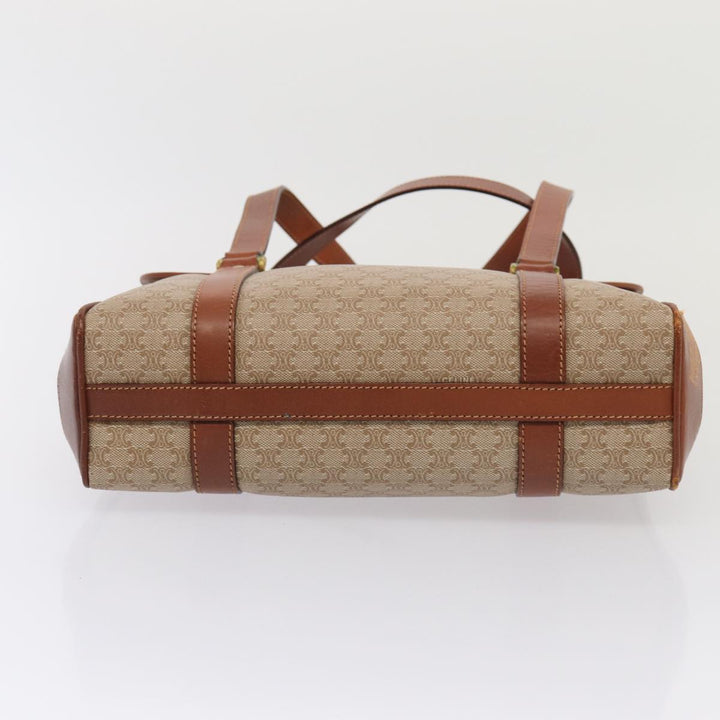 Celine Macadam Canvas Hand Bag Beige Gold Auth 86426