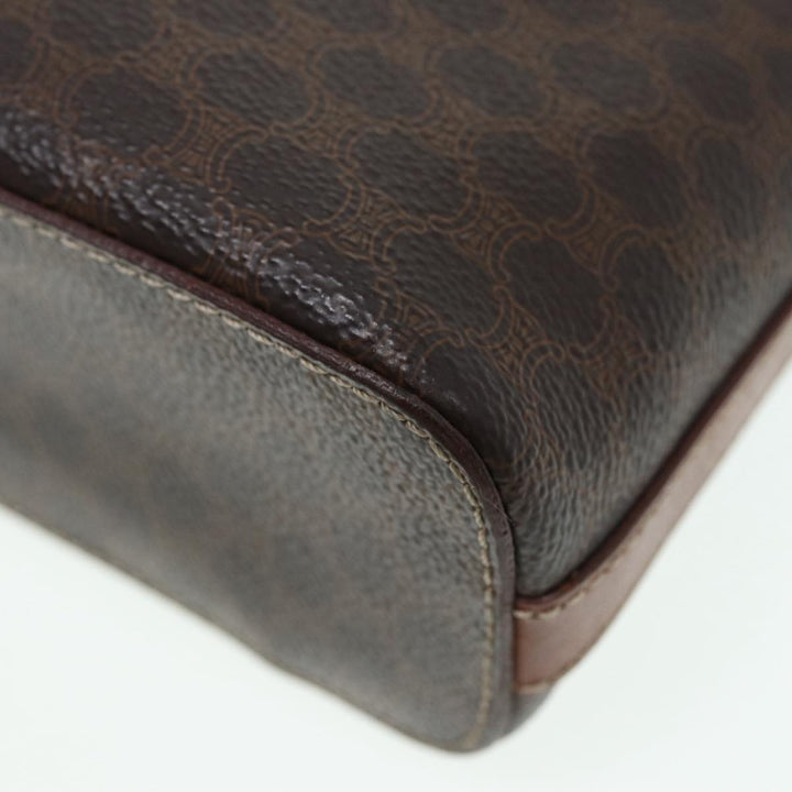 Top Quality Celine Macadam Canvas Hand Bag PVC Leather 2way Brown Gold Auth 86428