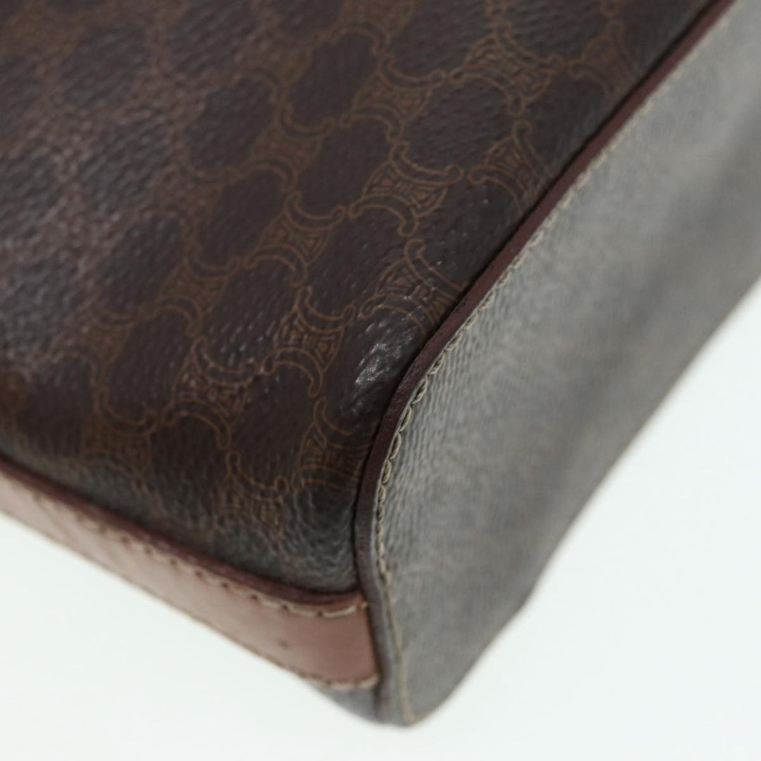 Celine Macadam Canvas Hand Bag PVC Leather 2way Brown Gold Auth 86428