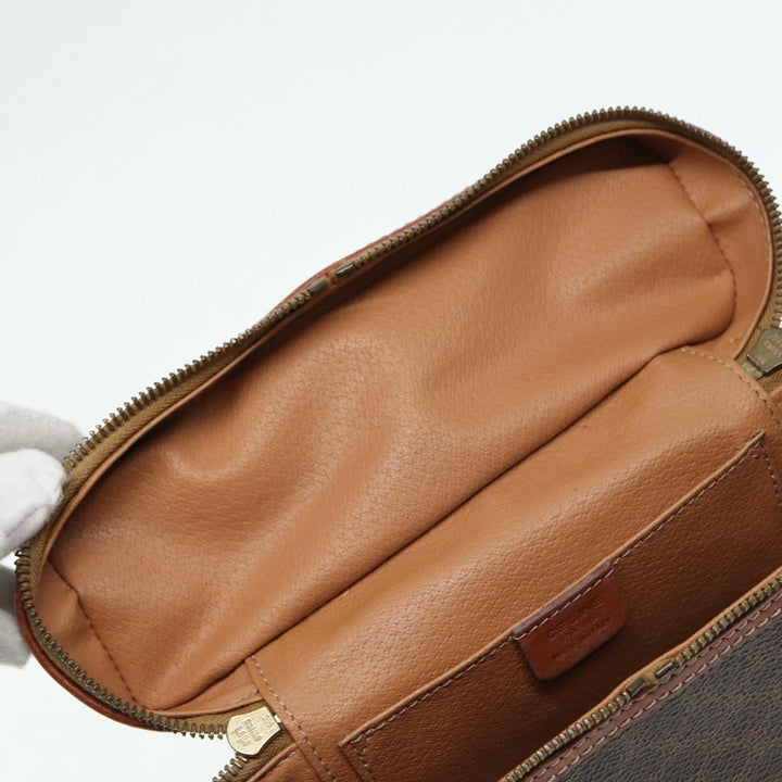 Celine Macadam Canvas Hand Bag PVC Leather 2way Brown Gold Auth 86428