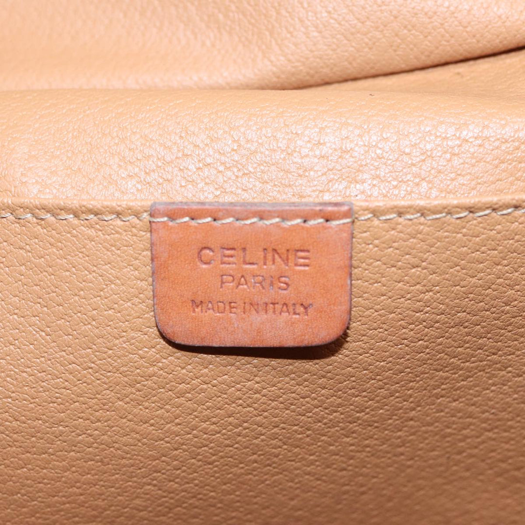 Celine Macadam Canvas Hand Bag PVC Leather 2way Brown Gold Auth 86428