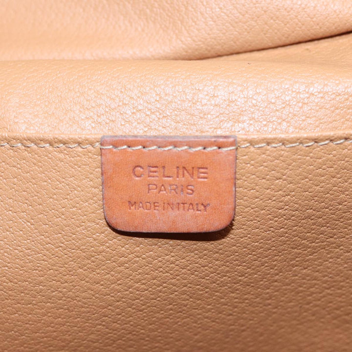 Celine Macadam Canvas Hand Bag PVC Leather 2way Brown Gold Auth 86428